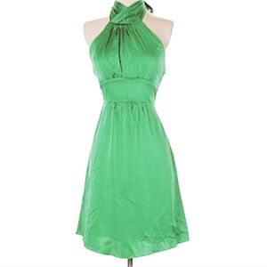 Betsey Johnson  100% Silk Green Halter Dress